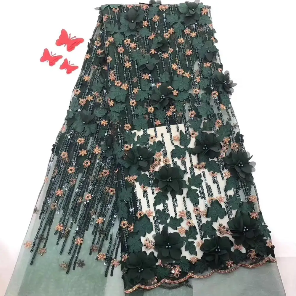 Фиолетовая африканская кружевная ткань 2019 высокого качества 3d Цветочная вышитая