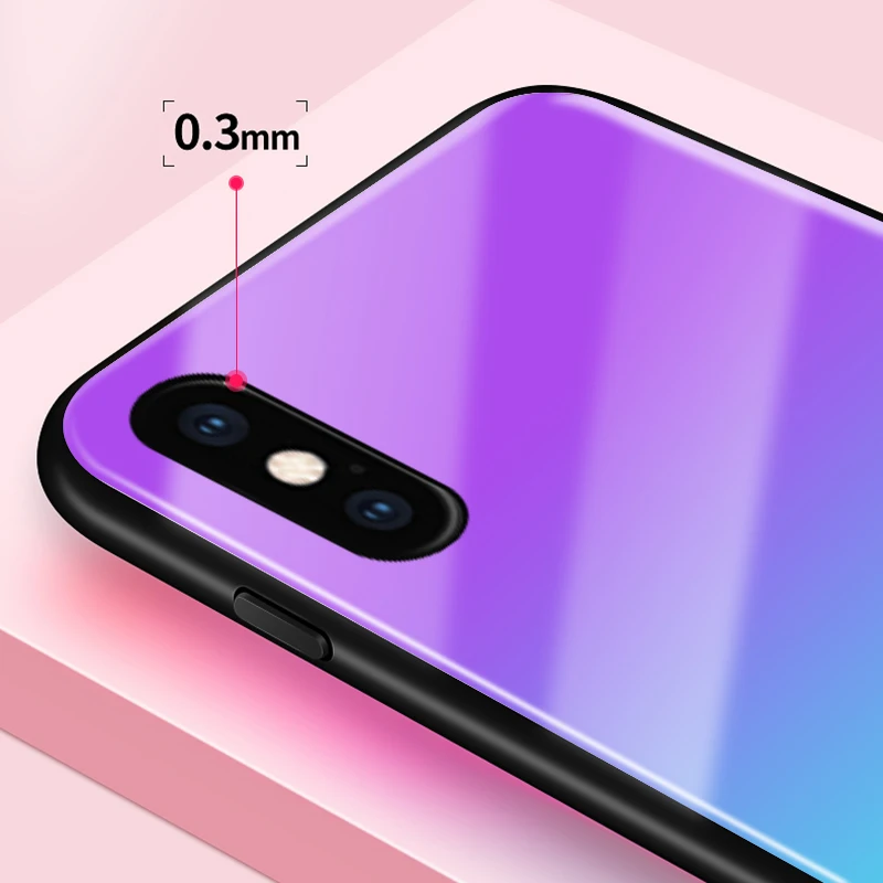 Чехлы с закаленным стеклом градиентной расцветки Aurora для i phone XR XS Max X 6 7 8 plus 6s 5s 10 s