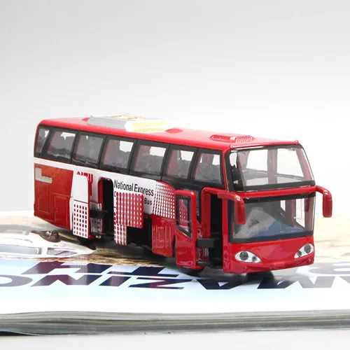 1:32 Сплав модели автомобилей Высокая моделирования городской автобус Металл Diecasts игрушечные транспортные средства оттягивать мигающий музыкальный для детей Рождественский подарок - Цвет: Красный