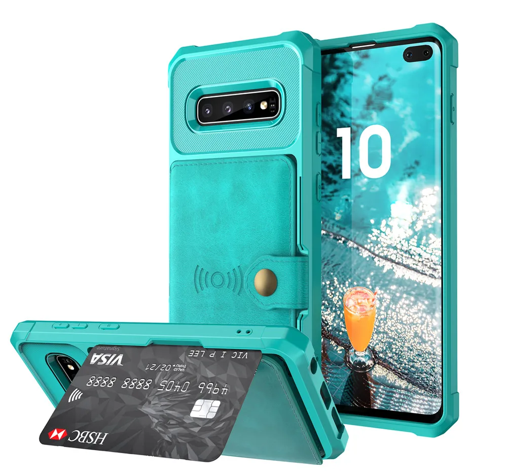 Light blue 3 dai Противоударный чехол для samsung S10 S9 Plus10e кожаный бумажник кредитный держатель для карт подставка силиконовый защитный чехол для Galaxy Note 9 - Цвет: Light blue 3 dai