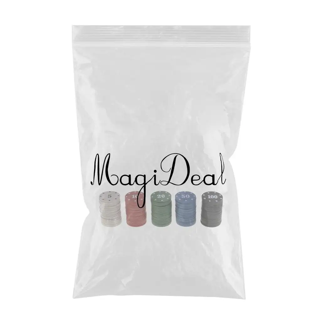 MagiDeal 100 шт казино монеты-Жетоны круглые покерные фишки 5 10 20 50 100 для азартных игр Игрушки покерные фишки настольные игры бинго фишки