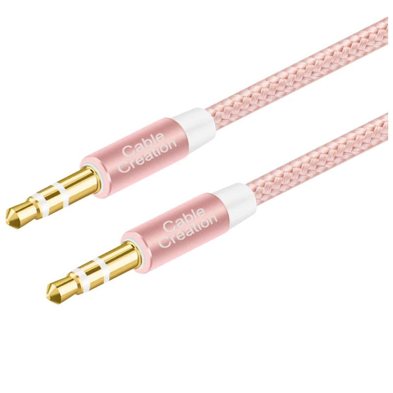 

Aux Power Cable Extension Cord Male to Male Auxiliary Audio Stereo Cable Compatible with Car,iPods, iPhones & More Rose Gold