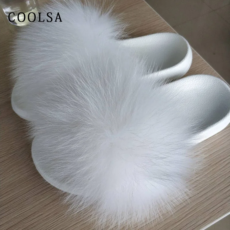 Coolsa/Лидер продаж; летние женские меховые тапочки; шлепанцы без задника с натуральным лисьим мехом; Дизайнерская обувь на плоской подошве; пушистые плюшевые туфли; женские комнатные тапочки; милые меховые тапочки; Pantufa