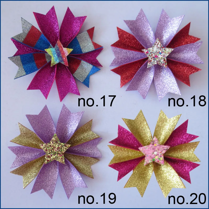 

50 Girl 3.5" Gold Granule Fairy Hair Bow Clip Crown Heart Star Butterfly Baby