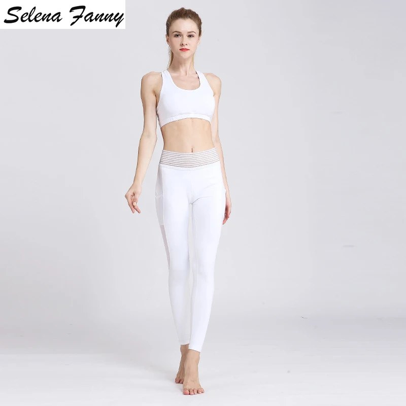 Женские сетчатые штаны для фитнеса и йоги Selena Fanny с карманами высокой талией