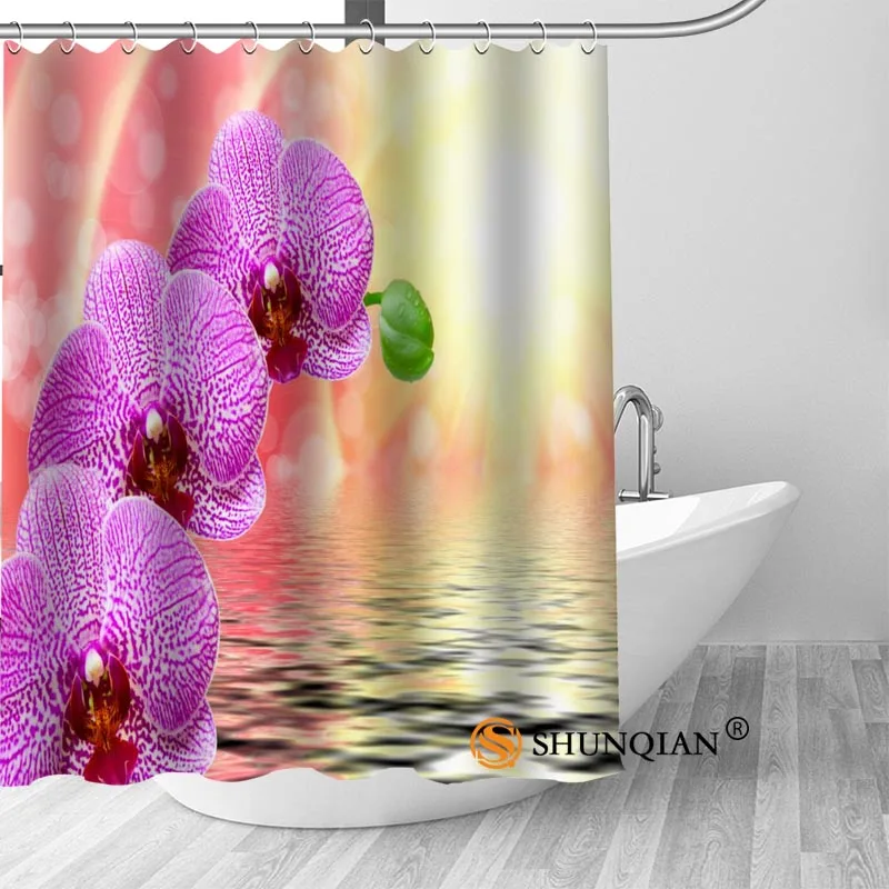 Shower Curtain Заказная занавеска для душа, цветок орхидеи, занавеска для ванной, высокое качество, полиэстер, занавеска для ванной, для дома, отеля, украшения для ванной комнаты - Цвет: Shower Curtain