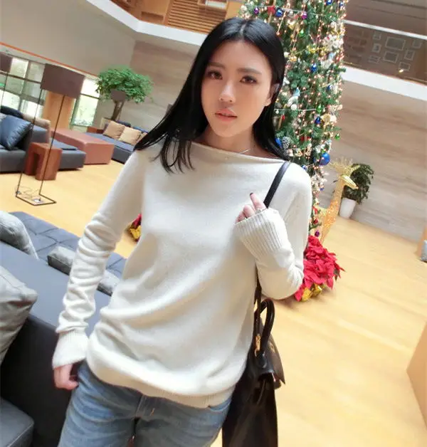 NEW Cashmere Sweater word collar pullover knitted sweater women's long sleeve casual shirt Wool | Женская одежда