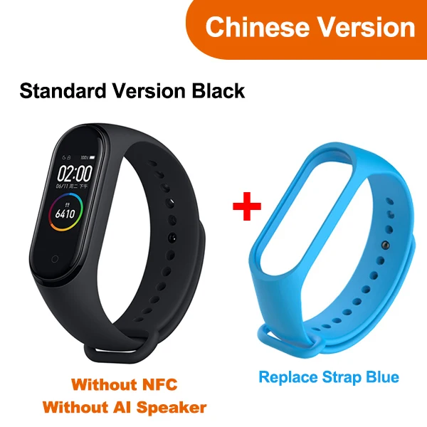 Add Blue Strap Original Newest Xiaomi Mi Band 4 Smart Miband 4 Bracelet Heart Rate Fitness AMOLED Color Screen Bluetooth 5.0 - Цвет: Add Blue Strap