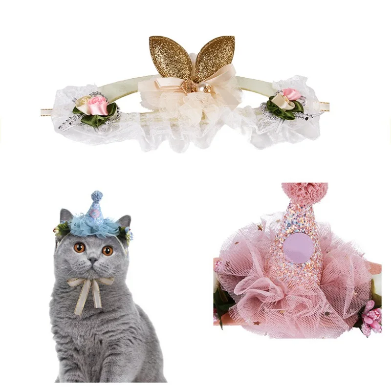 Собака Кошка заколка на волосы для домашних животных милое кружевное кольцо
