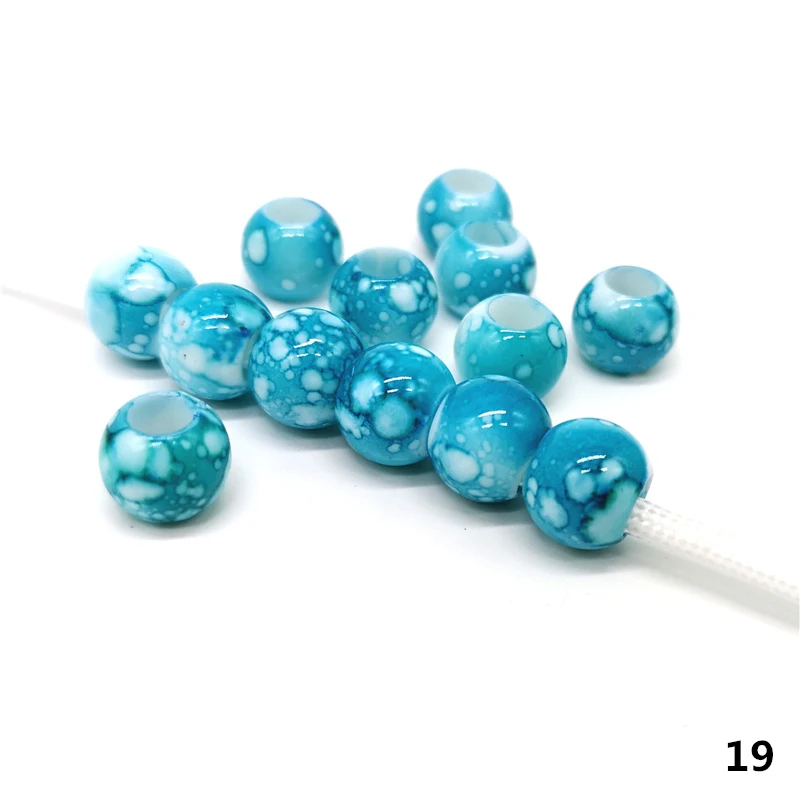 19 20 pcs 12mm Big Hole Beads Round Beads for Jewelry Making Acrylic Beads Multicolor Loose Bead Jewelry DIY Accessory - Цвет: 19