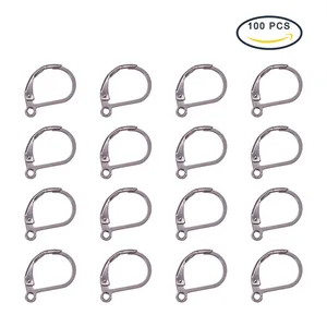100 шт., серьги-кольца, ювелирное изделие, рычаг, задняя часть для сережек, аксессуары для ювелирных изделий, нержавеющая сталь, цвет 10x15 мм, PANDAHALL