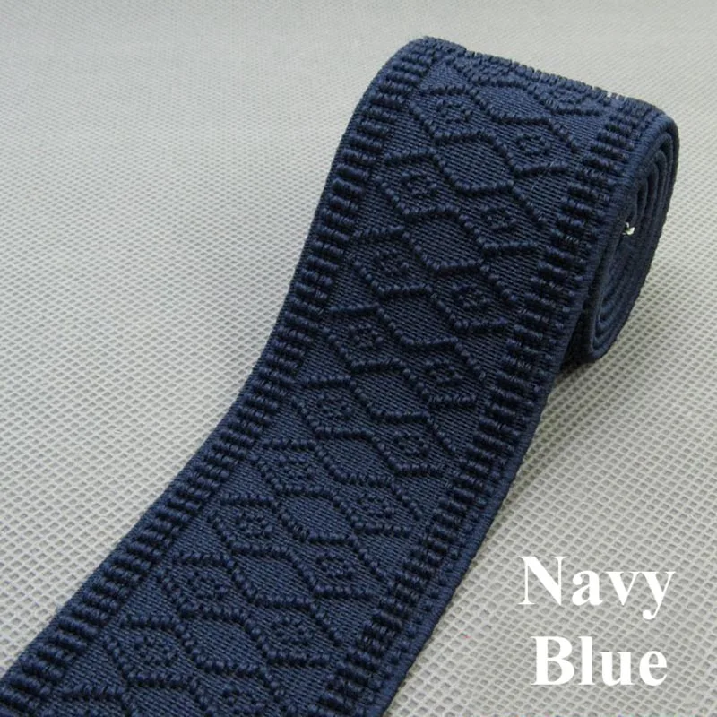 navy blue Meetee 4 метра 50 мм ширина резинки красочный узор DIY ремесла швейное платье с поясом брюки ручной работы аксессуары AP584 - Цвет: navy blue