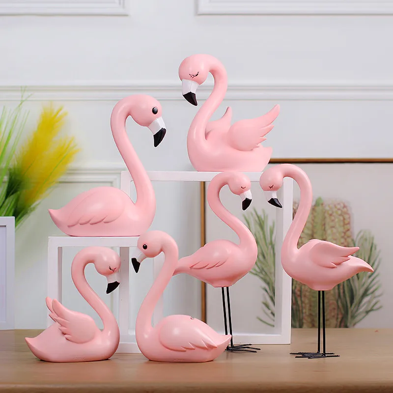 Креативная фигурка из смолы розового фламинго для девочки Ins Hot Animal, домашний декор, подарки для девочки, подарки для рукоделия