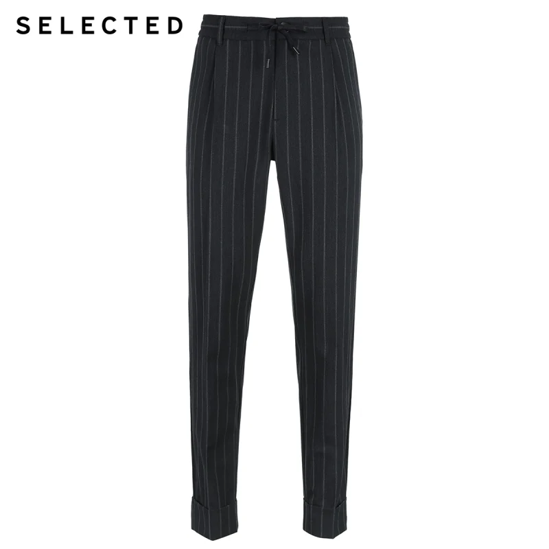 Мужские весенние повседневные брюки в полоску из смешанной шерсти Размеры S |