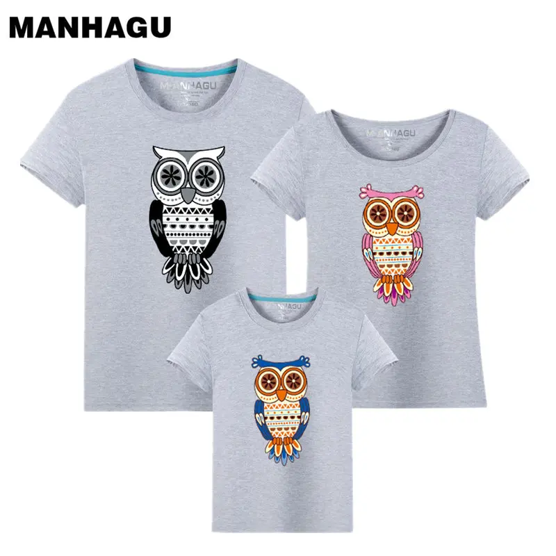 Одинаковая семейная одежда 1 шт. Новинка лета 2017 с коротким рукавом и мультяшным