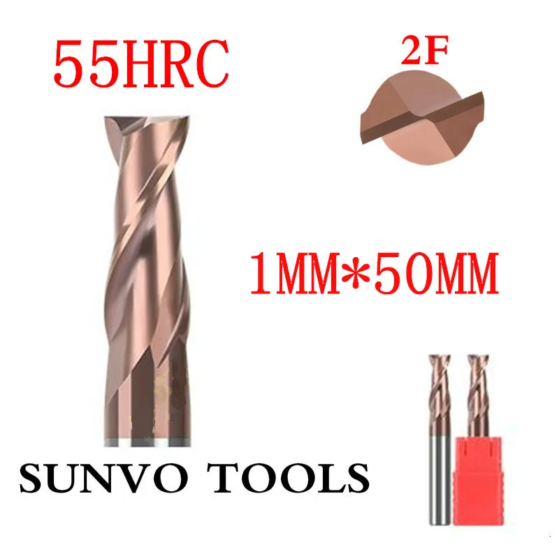 Фрезы 4F/2F D1.0X3X50L HRC50 1 мм x 50 4 концевые фрезы квадратные твердосплавные карбид