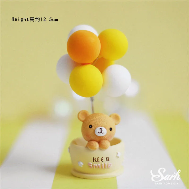 Yellow ball bear Луна Звезда медведь украшения кролик счастливые топперы для торта на день рождения для свадебной вечеринки дети ребенок выпечки украшения сладкие подарки - Цвет: Yellow ball bear
