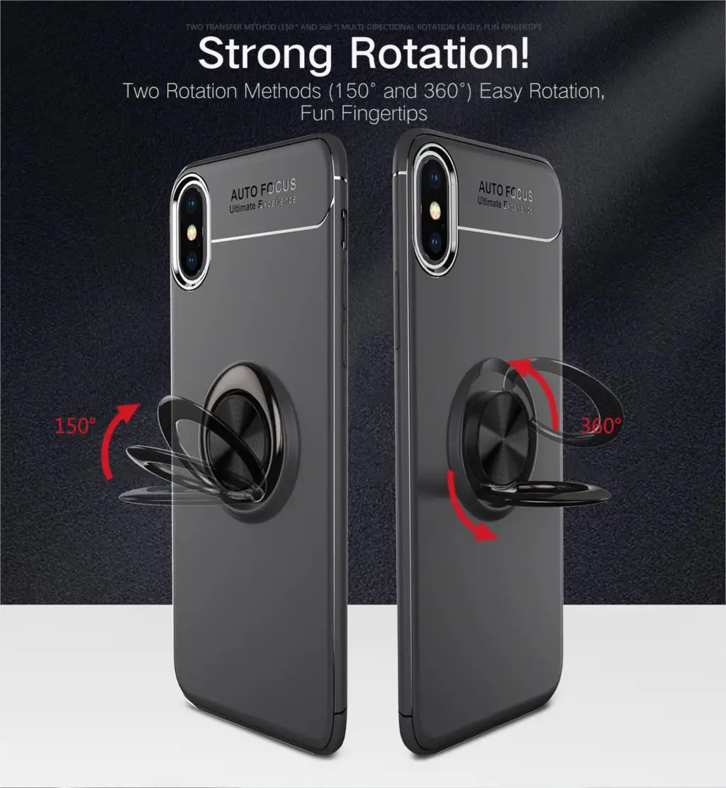 Matte Soft Silicone holder Cover For iPhone XR XS Max 8 Plus 7 X iPhone8 6 6s Case 360 Rotating magnet TPU coque |