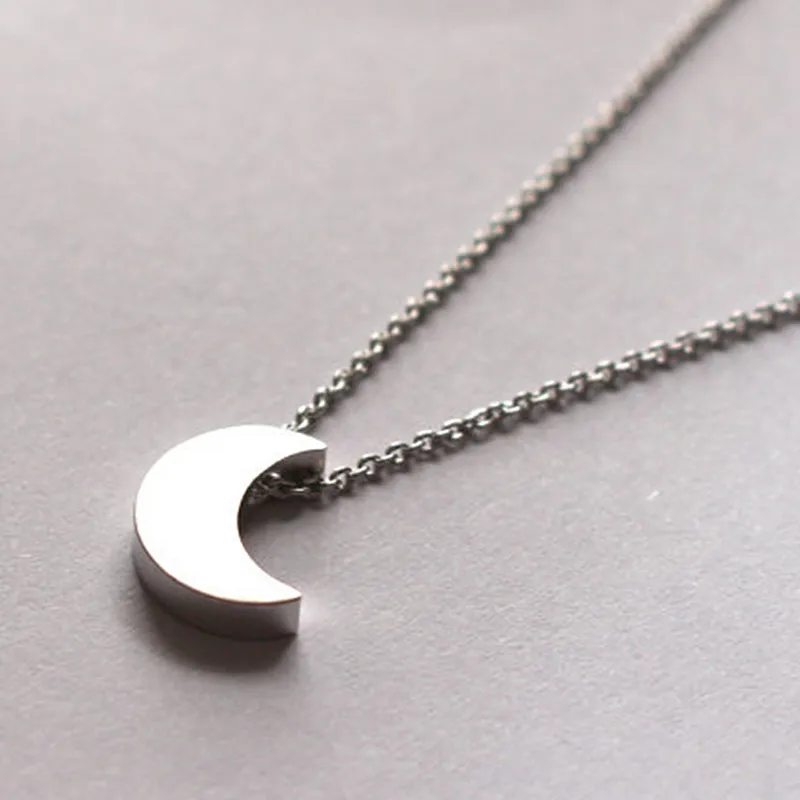 N317 Rescent Moon Pendant Clavicle Necklace Minimalist Women Fashion Collares Summer Everyday Jewelry Solid Bijoux | Украшения и