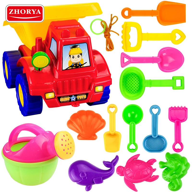 Zhorya 14 шт песчаные пляжные детские игровые игрушки ATV Лопата грабли рыбы водные