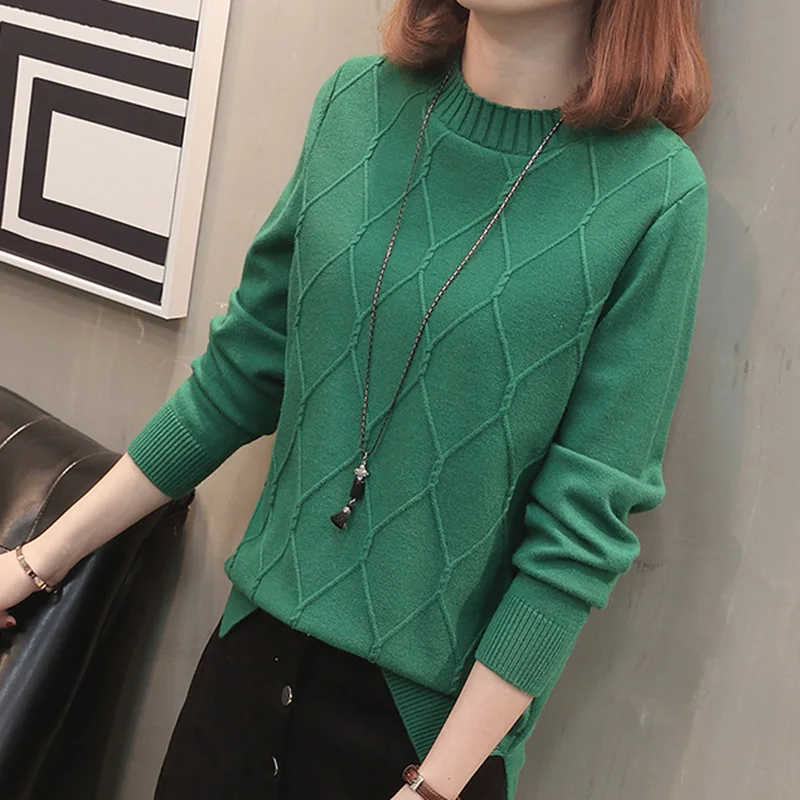 2018 Autumn Winter Lady Round Neck Sleeve Knit Sweater Female New Fashion Women pullover Korean Loose Knitted Tops XY282 | Женская