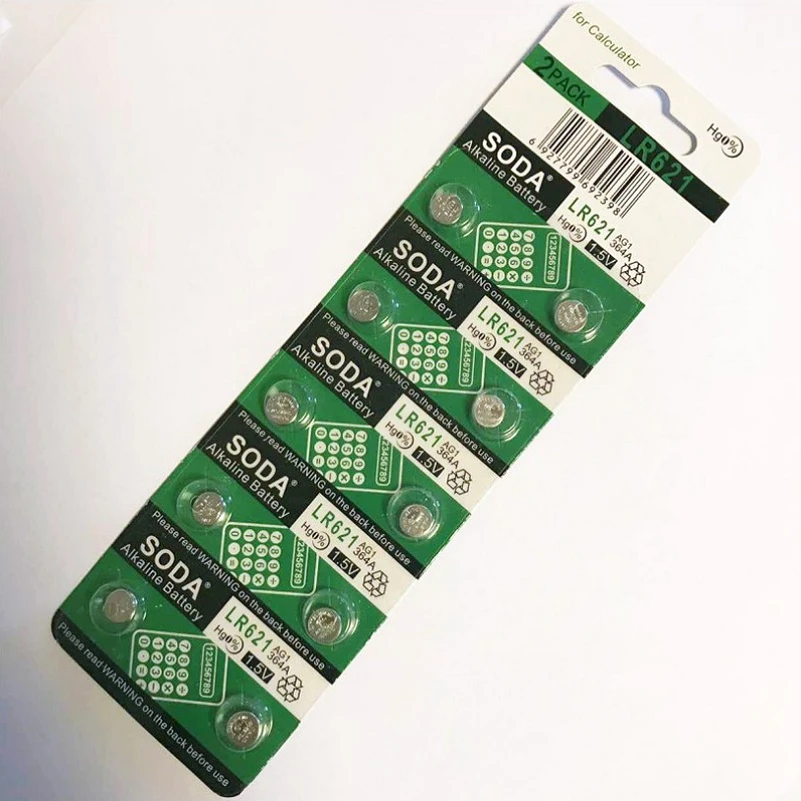 50 шт./лот = 5 карт AG1 LR621W 364A SR621SW 1 V батарея для часов щелочные кнопки батареи монет