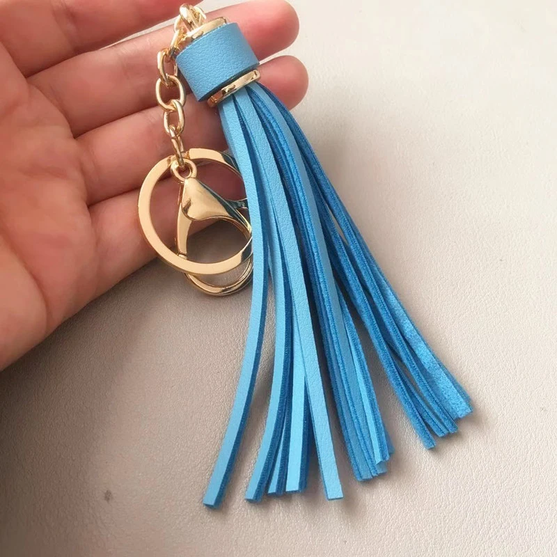 Кожаный брелок с кисточками модный многоцветный для ключей женщин и девочек