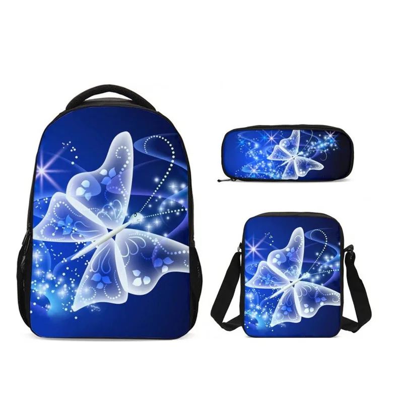 

3Pcs/Set Portfolio School Bags For Girls Boys Fashion Butterfly 3D Printing Backpacks Bookbag Casual Daypacks Mochila Escolar