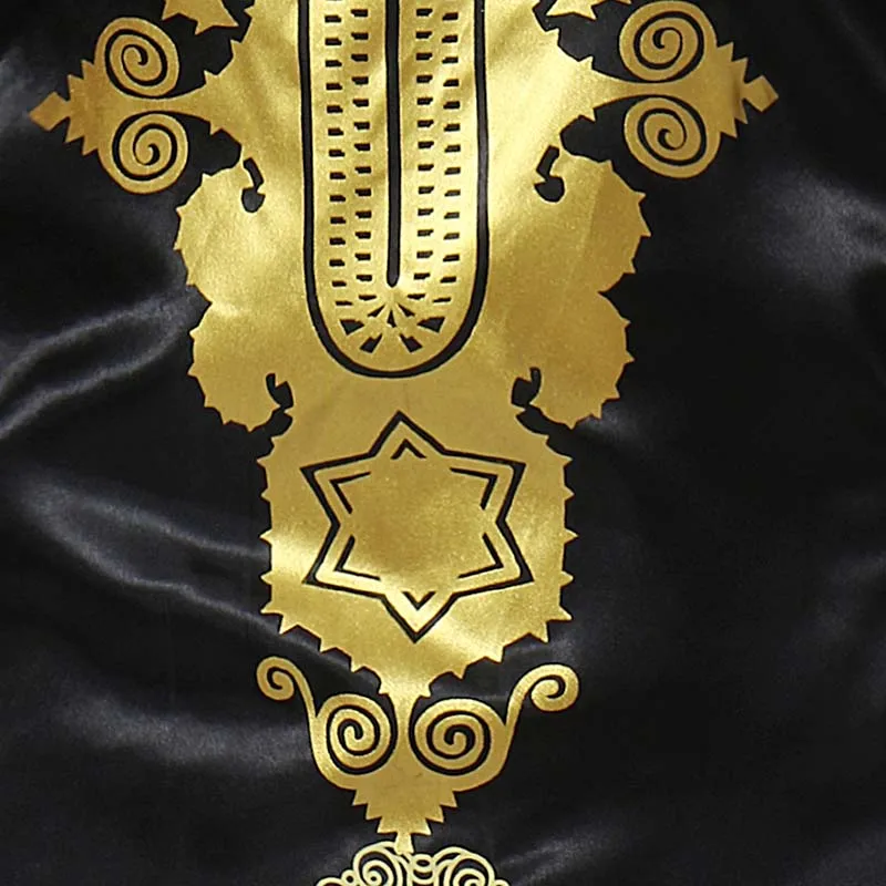 Africa Clothing Traditional Long Sleeved O-Neck Printed T-Shirt Blouse Black Royal Gold African Wind Plus Size M-XXXL | Тематическая