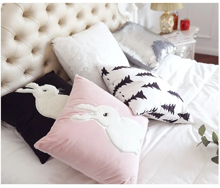 Новая модная декоративная наволочка с блестками искусственный мех вышивка