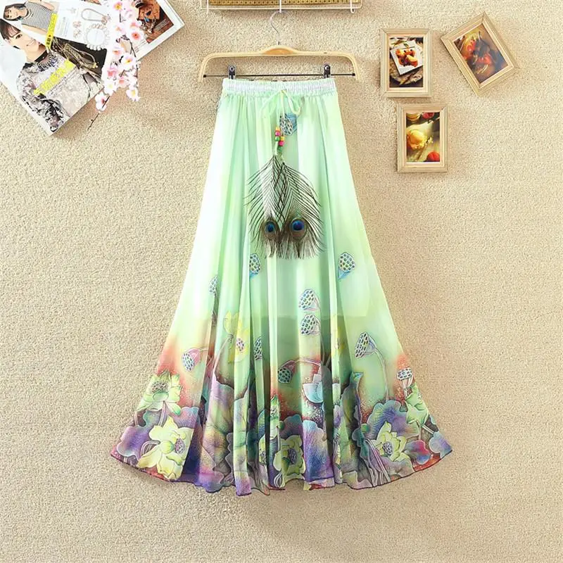 Женская юбка с высокой талией белая шифоновая Длинная летняя пляжная пачка