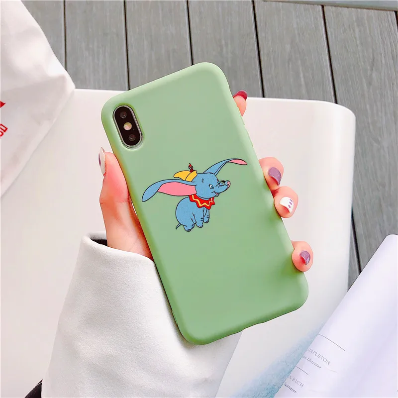 Супер милый мультфильм Dumbo натуральный цвет мягкий чехол зеленый розовый для