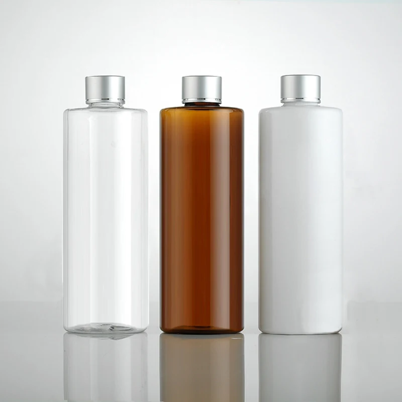 350ML пустая косметическая бутылка лосьона с серебряной крышкой винта белая пэт