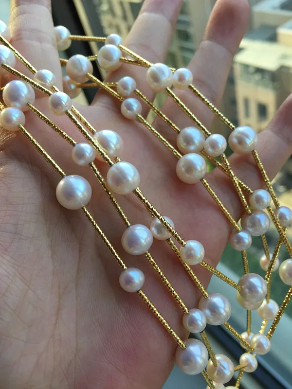 Женское Ожерелье с жемчугом Taihu длинное ожерелье со звездой из чистого серебра 925