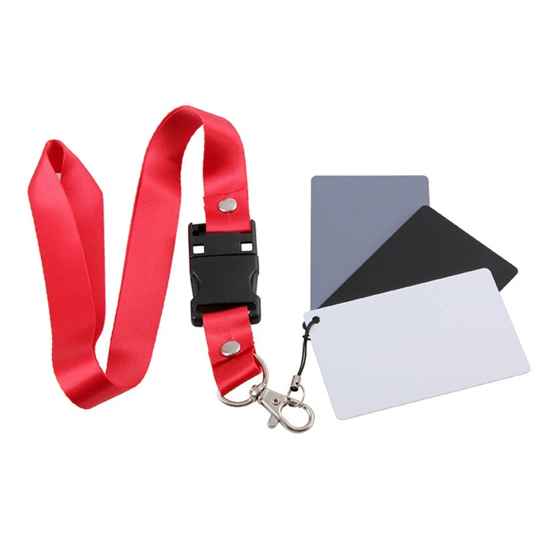 3 in 1 Pocket-Size Digital 18% White Black Grey Balance Cards with Neck Strap Set for Camera Photography Photo Studio | Электроника