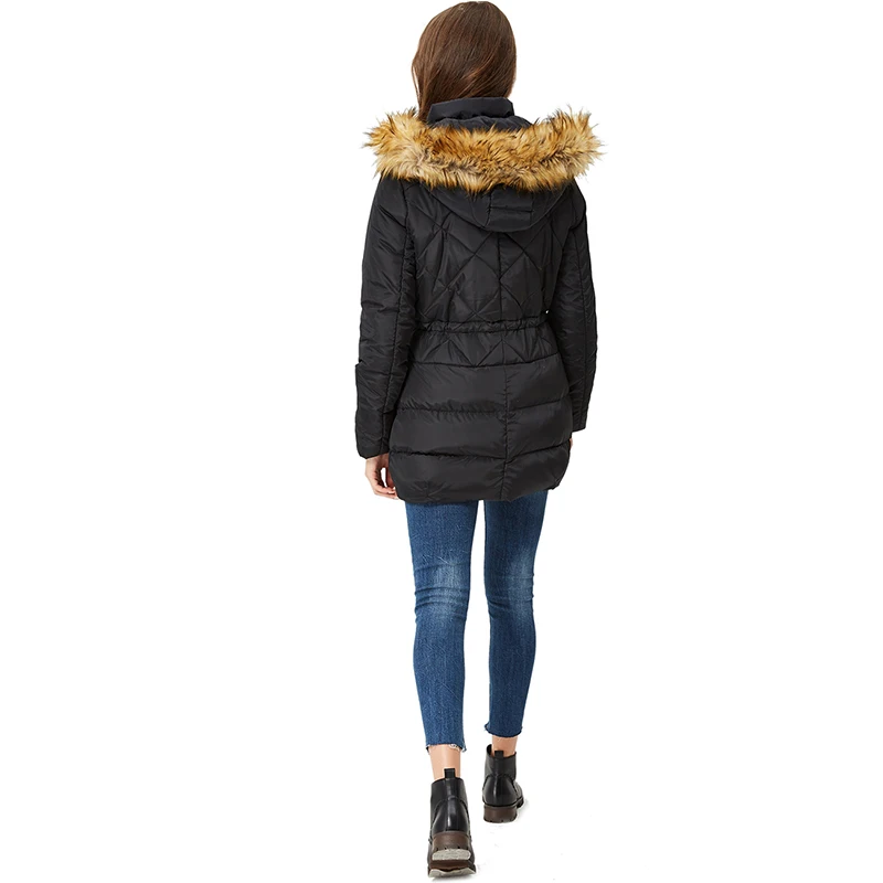GLO-STORY женский зимний Черный пуховик пальто Повседневная Длинная женская парка
