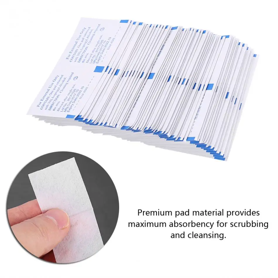 100 шт Одноразовые Алкотестеры колодки спиртовые салфетки стерилизация первой