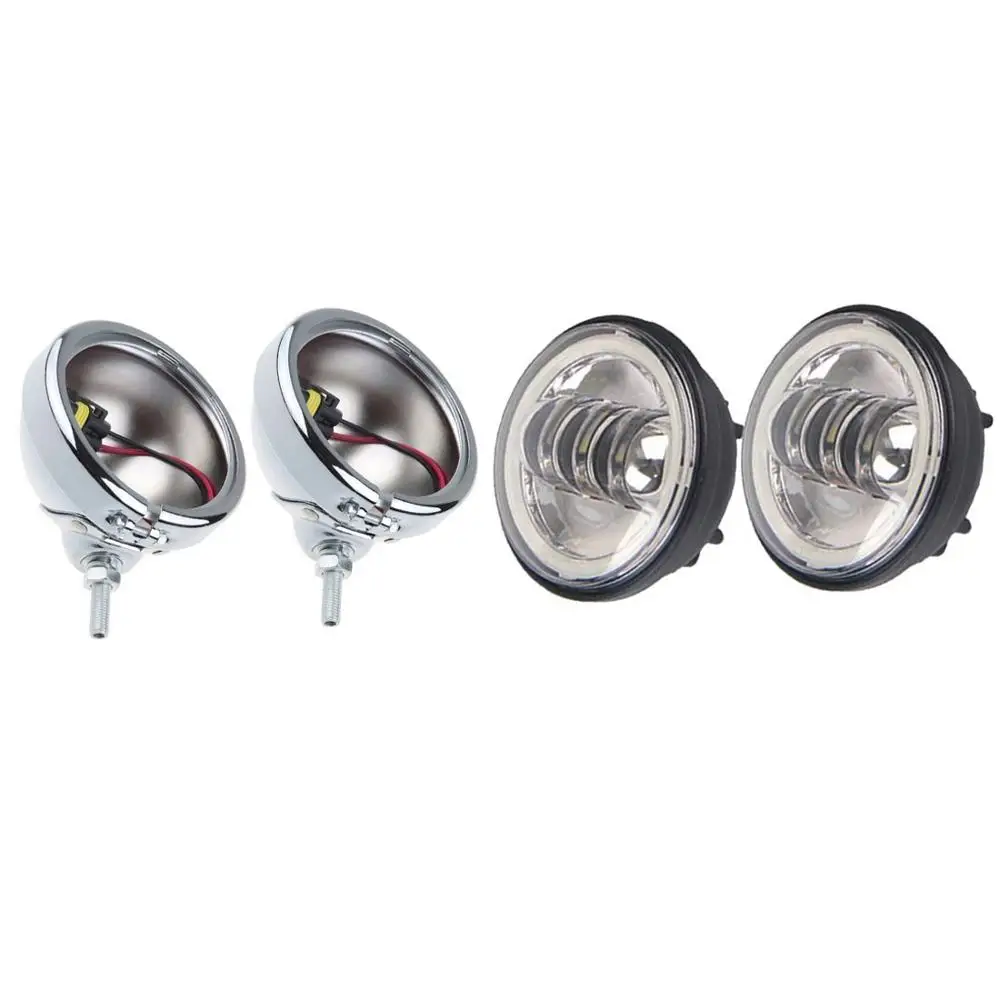 Chorme set Хром Пара 4," 4 1/2" 4,5 дюймов светодиодный туман светильник обувь для езды на мотоцикле мотор светодиодный головной светильник с кожух 4,5 дюймов кронштейн туман светильник - Цвет: Chorme set