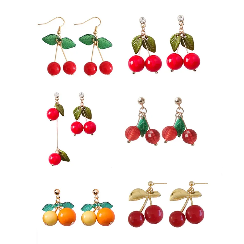 

Cherry earrings female cute joker of fruit eardrop Girls fashion woman earrings fine jewelry accessories earrings dangle earring