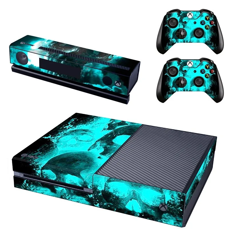 Виниловые наклейки защитная крышка скины для Microsoft Xbox One кожи наклейки+ 2 шт контроллер скины-синий череп