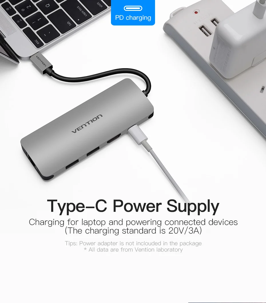 Vention Thunderbolt 3 адаптер док-станции USB C к HDMI USB 3,0 хаб RJ45 PD для MacBook Pro huawei P20/Коврики 10 USB-C концентратора