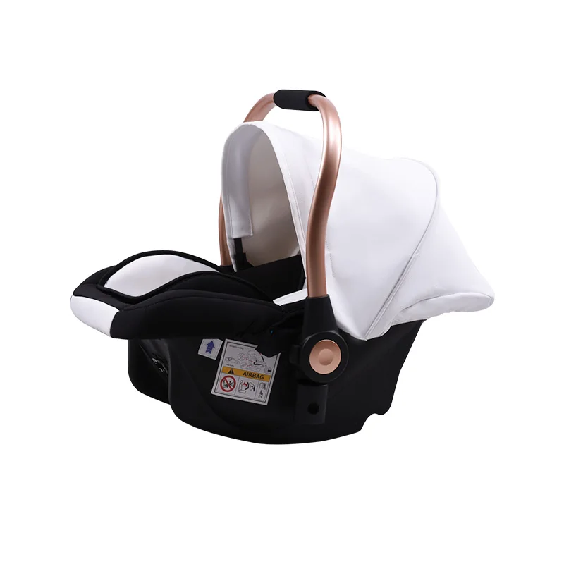 white car seat Pu leather aluminum alloy frame babe Babyfond high landscape fold baby stroller 3 in 1 four wheel cart EU standard baby stroller - Цвет: white car seat