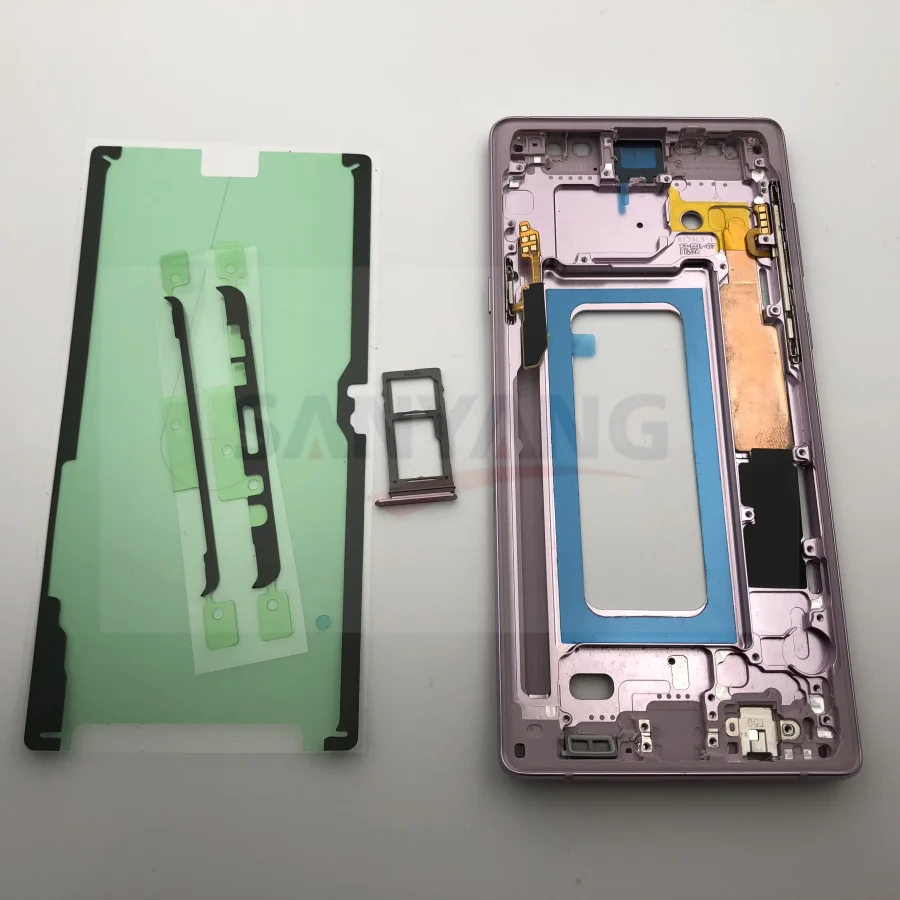 Для samsung Galaxy Note 9 N960 N960F N960FD N9600 средняя рамка Корпус Корпуса note9 крышка с держателем sim-карты наклейка