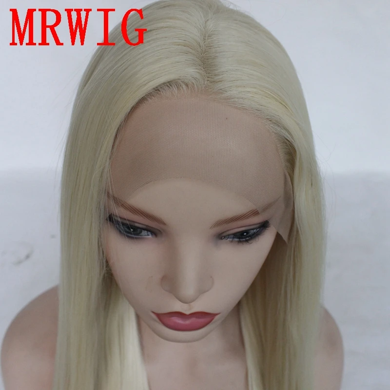 MRWIG 26in длинный прямой 60 см синтетический бесклеевой передний парик кружева