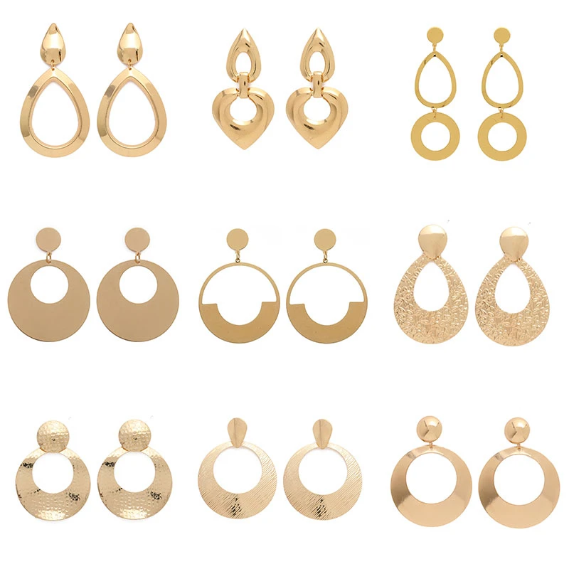 Винтажные массивные серьги золотого цвета 2019 большие геометрические для женщин