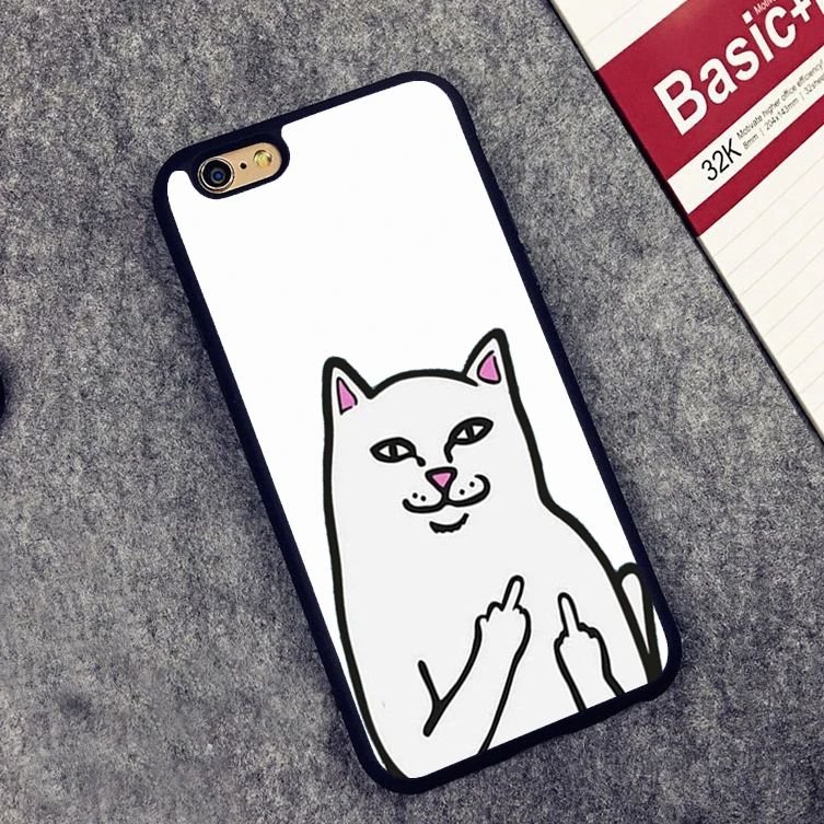 cute middle finger cat Style Soft Silicone Full Protective case Cover For iPhone X 8 7 7Plus 6 6S Plus 5 5S SE |