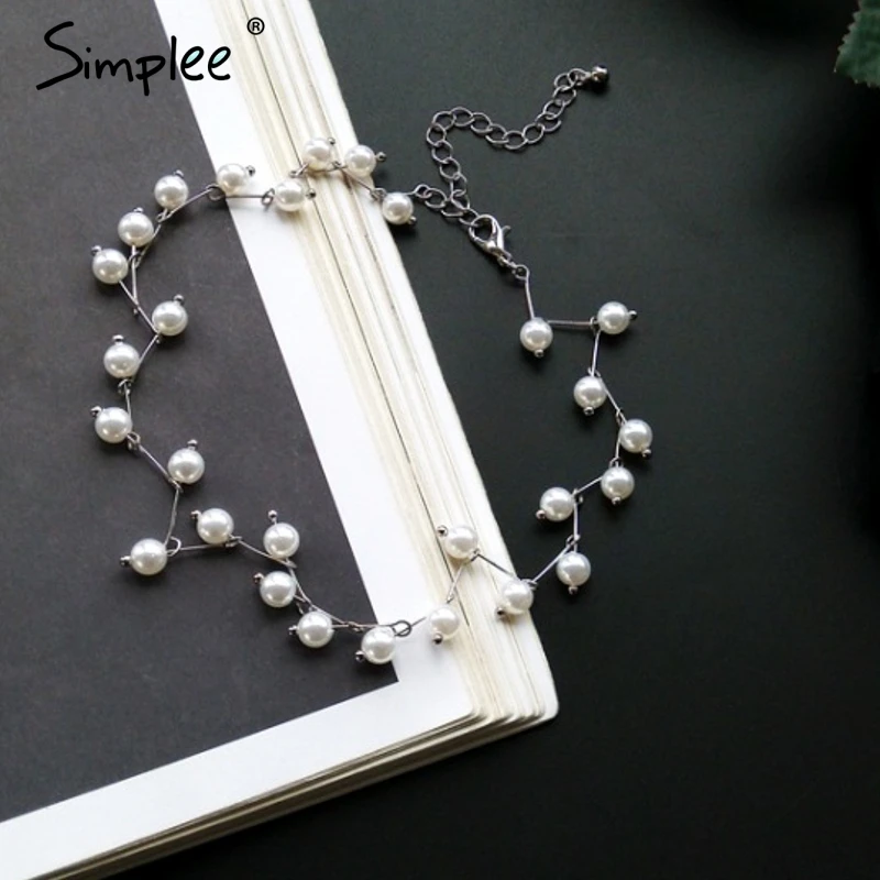 Женское серебристое жемчужное ожерелье Simplee Модная элегантная и изысканная