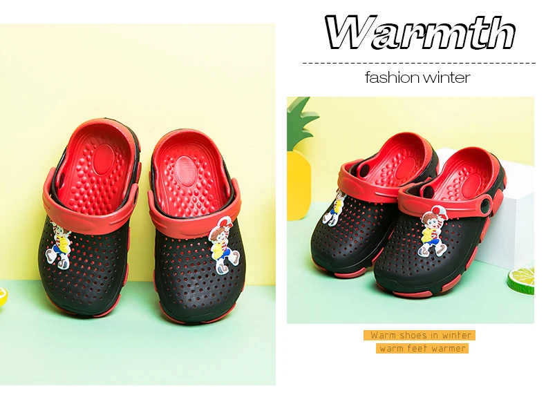 Детские сандалии; летняя пляжная обувь для детей; нескользящая обувь с отверстиями; садовые сандалии с героями мультфильмов для мальчиков и девочек; цветная обувь