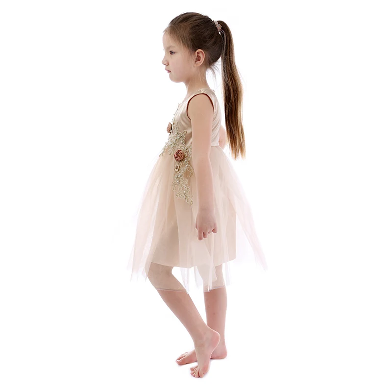 Kaiya Angel 2018 шампанское золотое цветочное для девочек летняя одежда маленьких