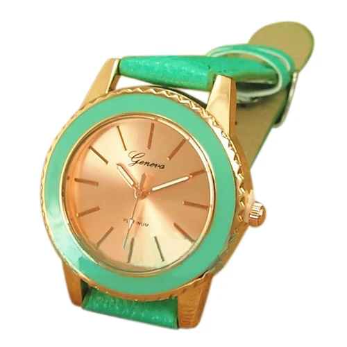 Популярные мода розового золота искусственного кожаный ремешок кварцевый